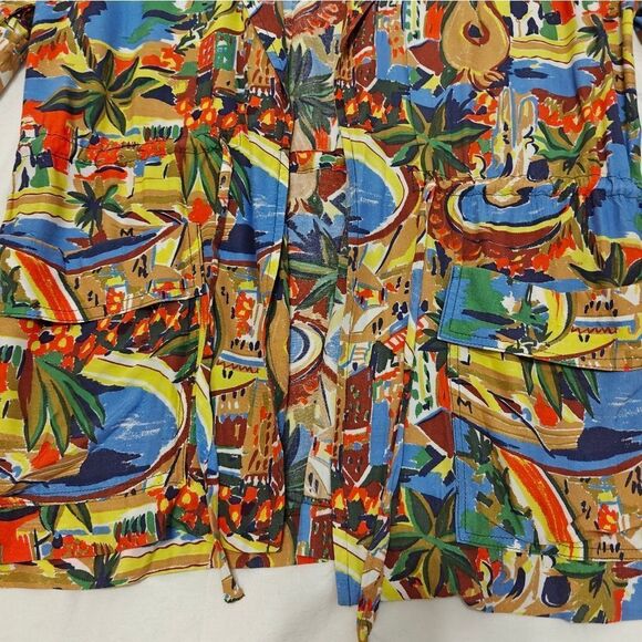 Tobria Lyocell Hawaiian Vibrant Red and Blue Casual Top Jacket Open Shirt Sz L - Picture 6 of 8